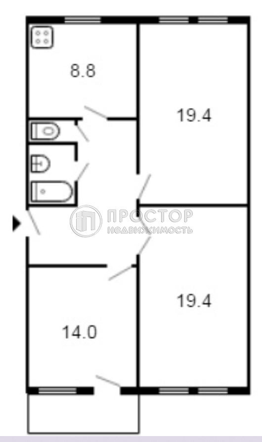 3-комнатная квартира, 79.7 м² - фото 438