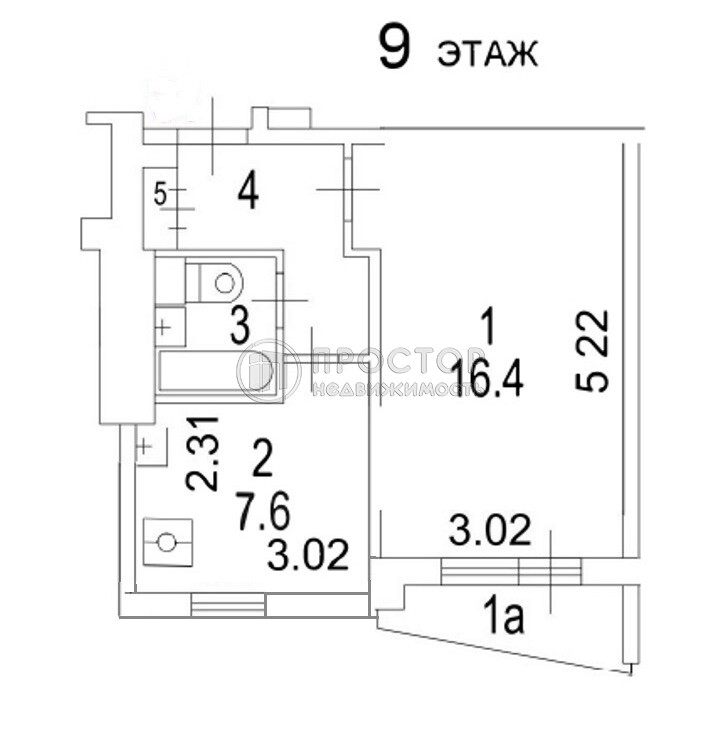1-комнатная квартира, 31.2 м² - фото 1110