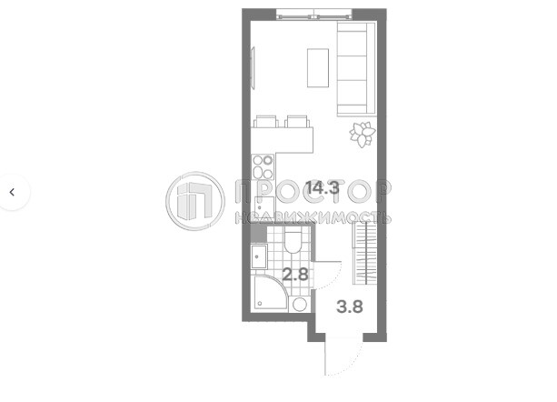 -комнатная квартира, 20.9 м² - фото 46
