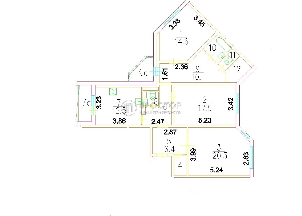 3-комнатная квартира, 97.2 м² - фото 12