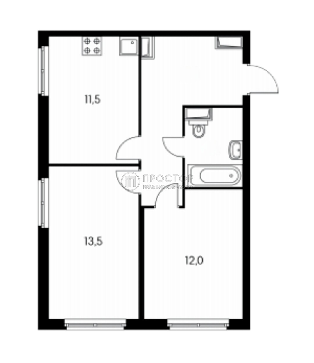 2-комнатная квартира, 54.5 м² - фото 1201