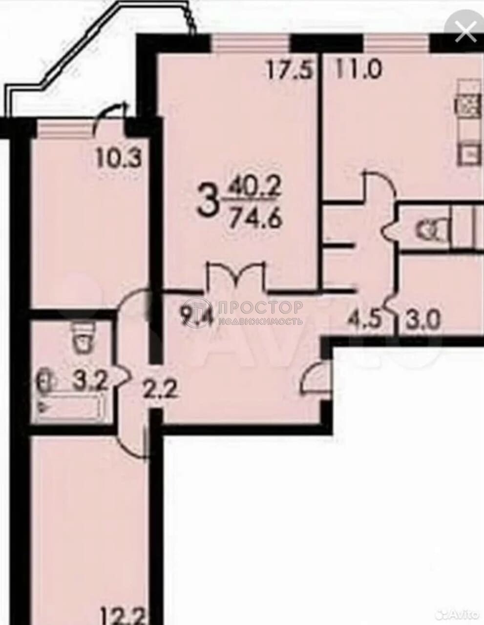 3-комнатная квартира, 73.5 м² - фото 672