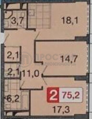 3-комнатная квартира, 76 м² - фото 67
