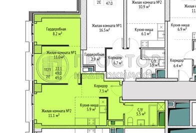 2-комнатная квартира, 49 м² - фото 295