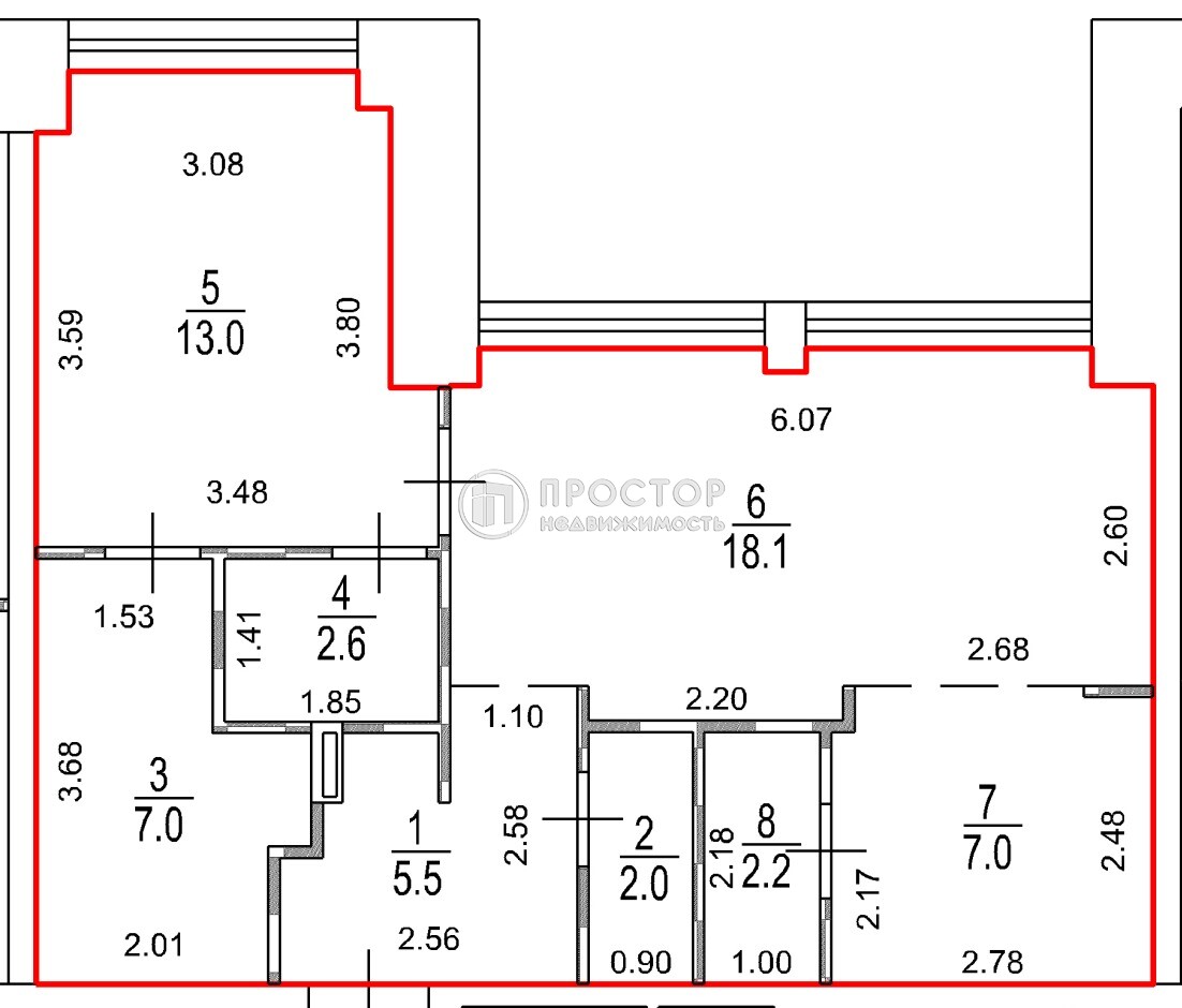 2-комнатная квартира, 57.4 м² - фото 47