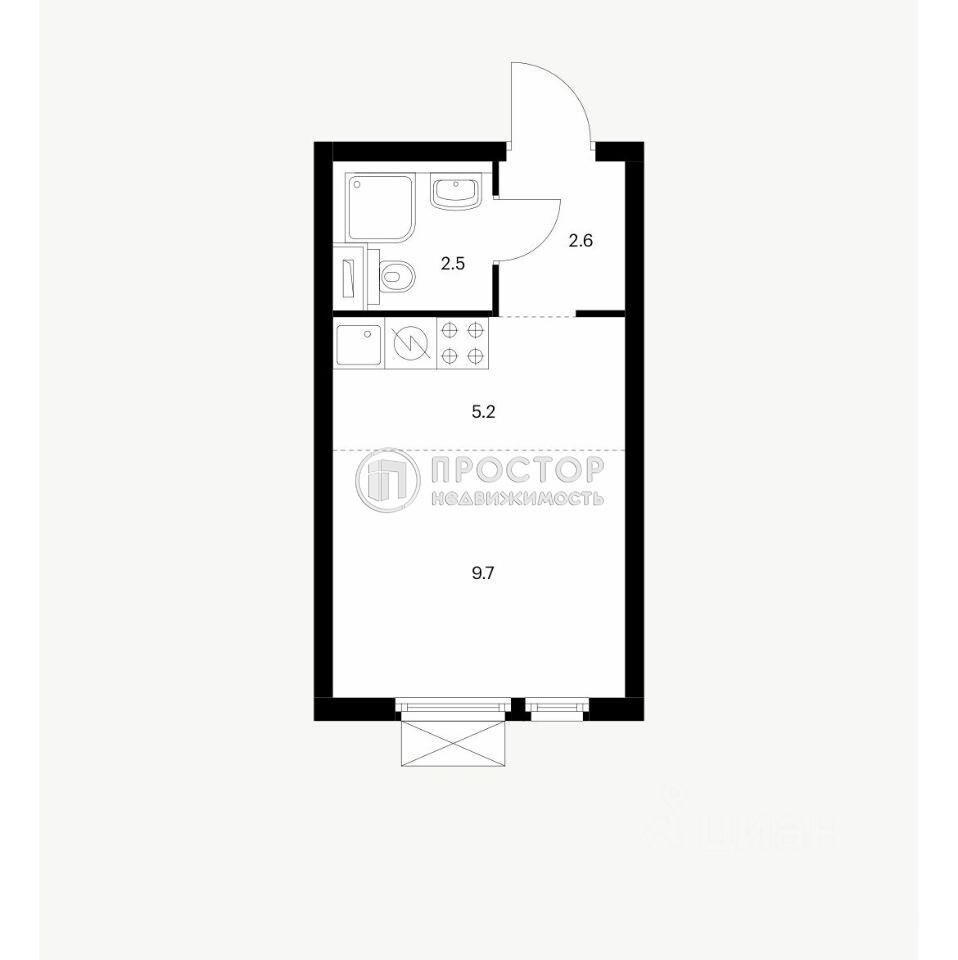 -комнатная квартира, 20 м² - фото 377