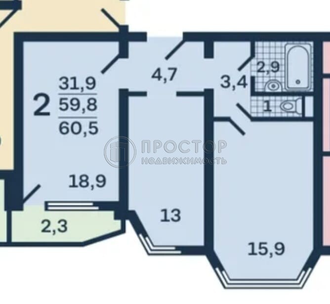 2-комнатная квартира, 60 м² - фото 30