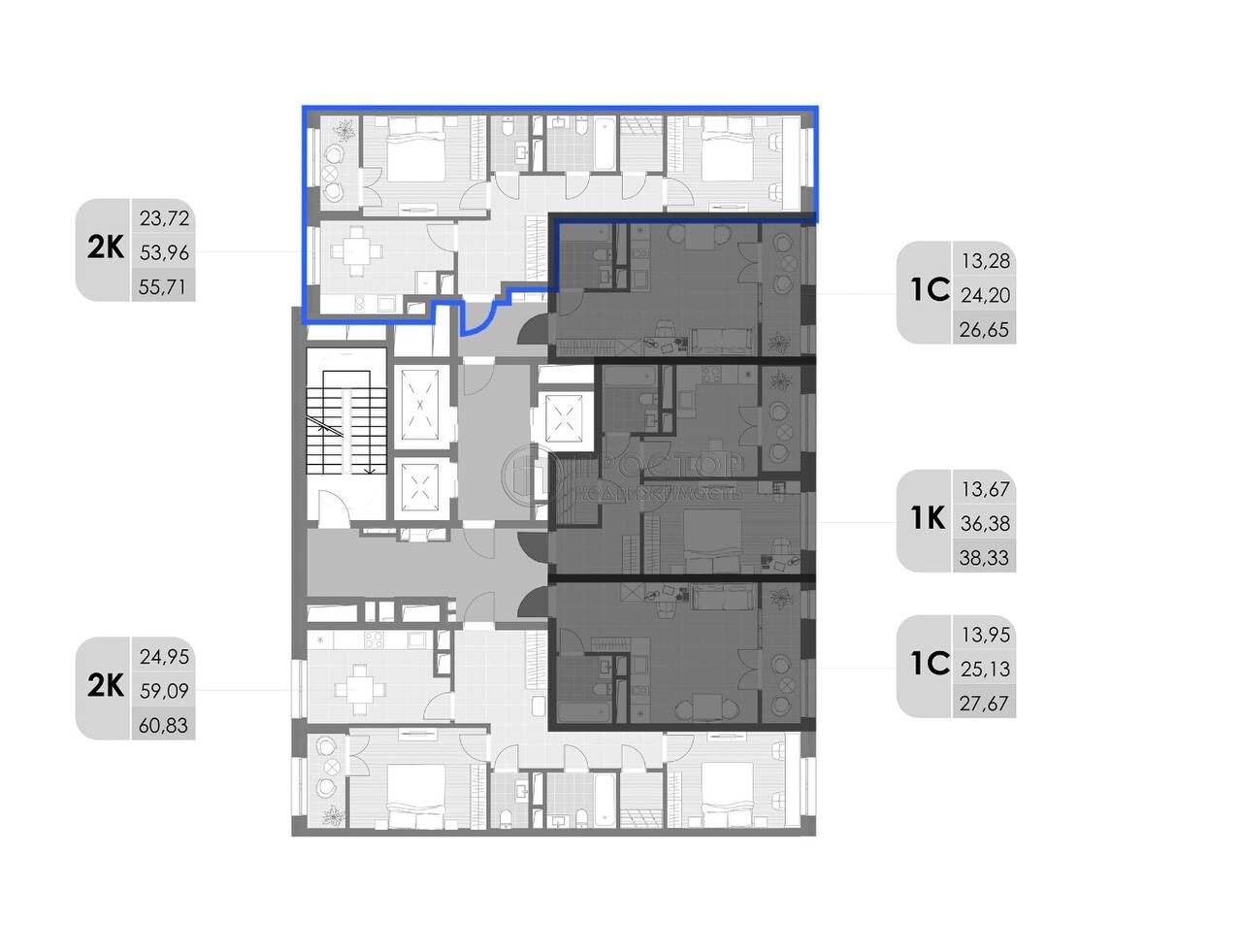 2-комнатная квартира, 55.7 м² - фото 4