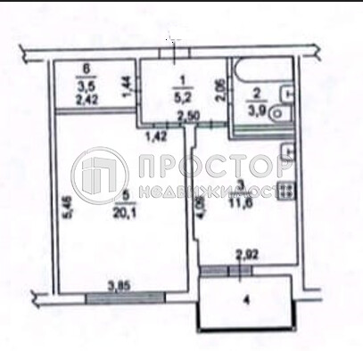 1-комнатная квартира, 47 м² - фото 17