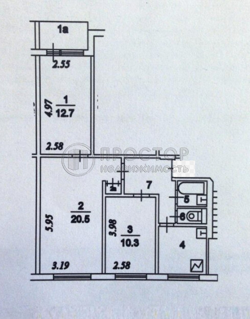 3-комнатная квартира, 59 м² - фото 1039
