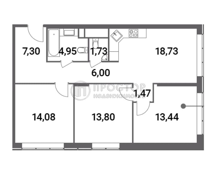 3-комнатная квартира, 82 м² - фото 38