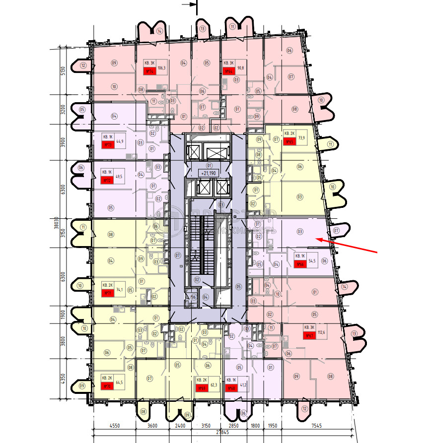 2-комнатная квартира, 54.5 м² - фото 9