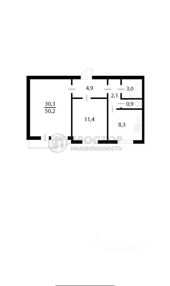2-комнатная квартира, 50.6 м² - фото 12