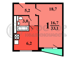 1-комнатная квартира, 35 м² - фото 10