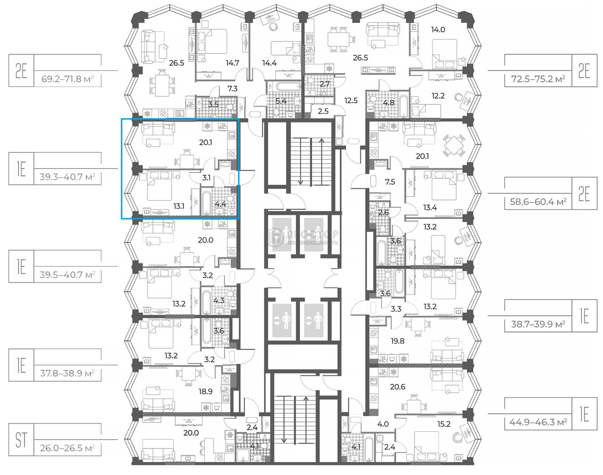 2-комнатная квартира, 40.1 м² - фото 7