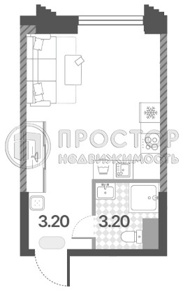 1-комнатная квартира, 24.7 м² - фото 8