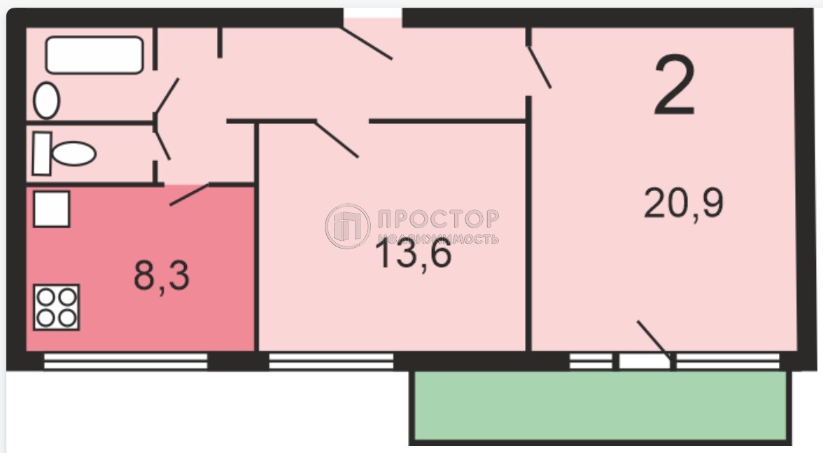 2-комнатная квартира, 60 м² - фото 10