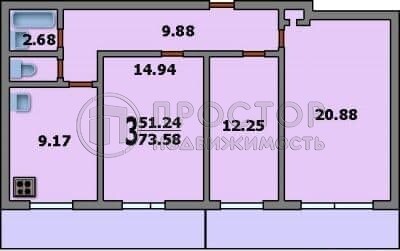 3-комнатная квартира, 72.9 м² - фото 19