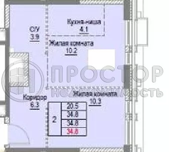 2-комнатная квартира, 34.8 м² - фото 15