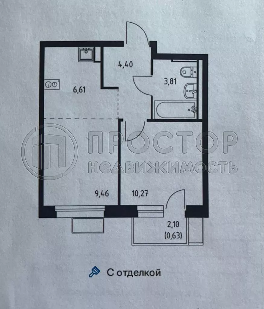 2-комнатная квартира, 35.2 м² - фото 13