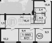 3-комнатная квартира, 67.1 м² - фото 37
