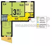 3-комнатная квартира, 65 м² - фото 45