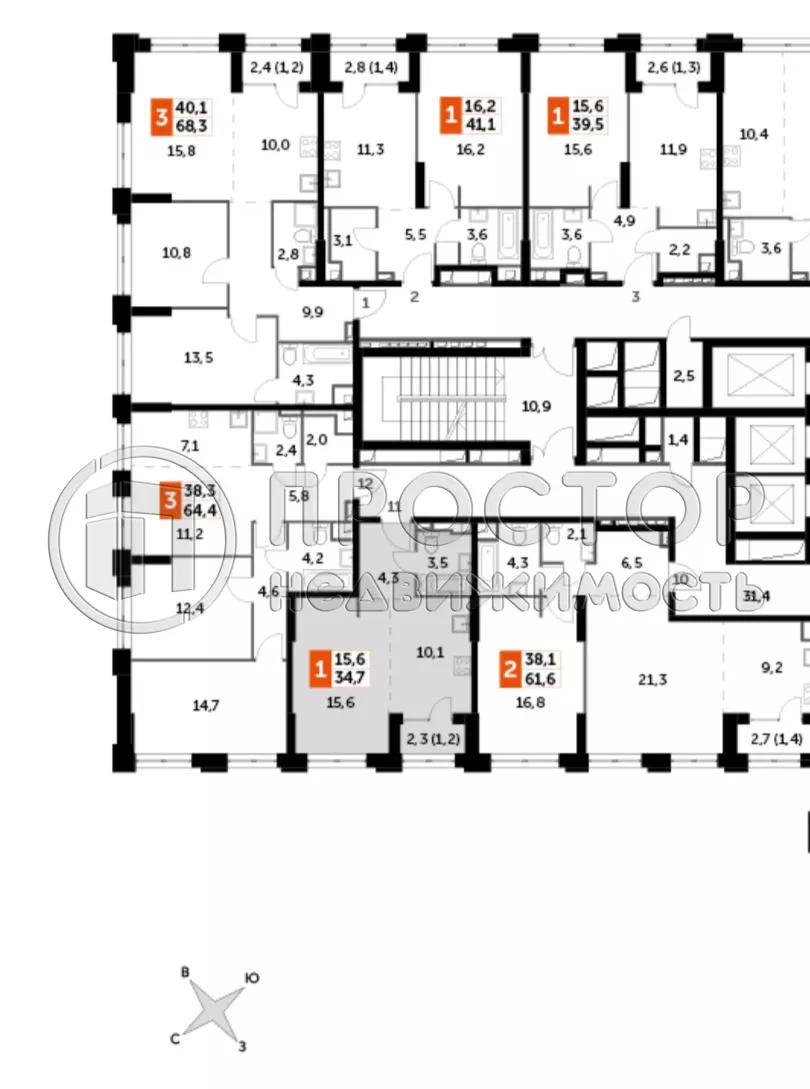 1-комнатная квартира, 34.7 м² - фото 13