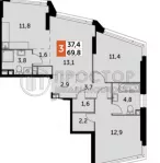 3-комнатная квартира, 69.8 м² - фото 7