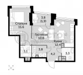 2-комнатная квартира, 54.9 м² - фото 23