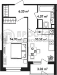 1-комнатная квартира, 37.2 м² - фото 28