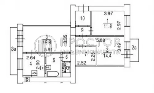 3-комнатная квартира, 71.8 м² - фото 21