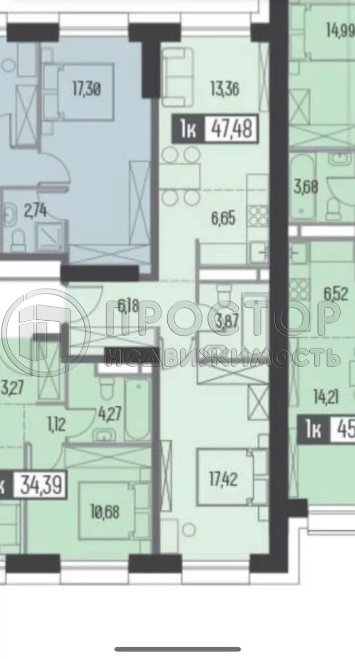 2-комнатная квартира, 48.1 м² - фото 107