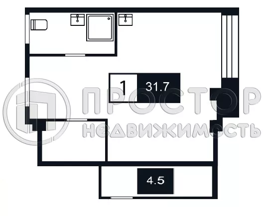 Студия, 31.7 м² - фото 3