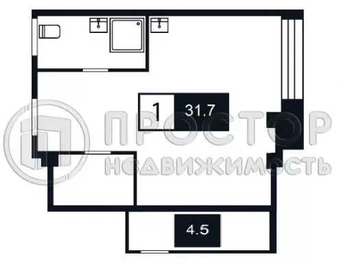 Студия, 31.7 м² - фото 3