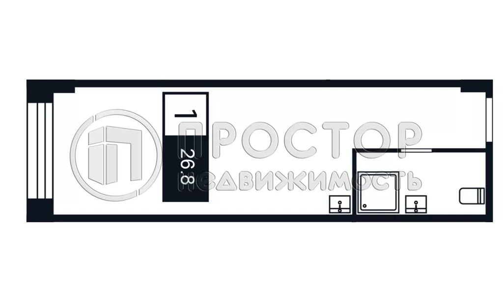 Студия, 26.8 м² - фото 14