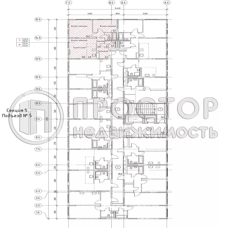 3-комнатная квартира, 56.6 м² - фото 19