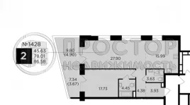 2-комнатная квартира, 86.58 м² - фото 18