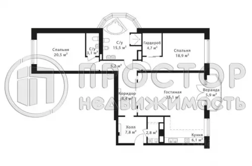 3-комнатная квартира, 134.1 м² - фото 33