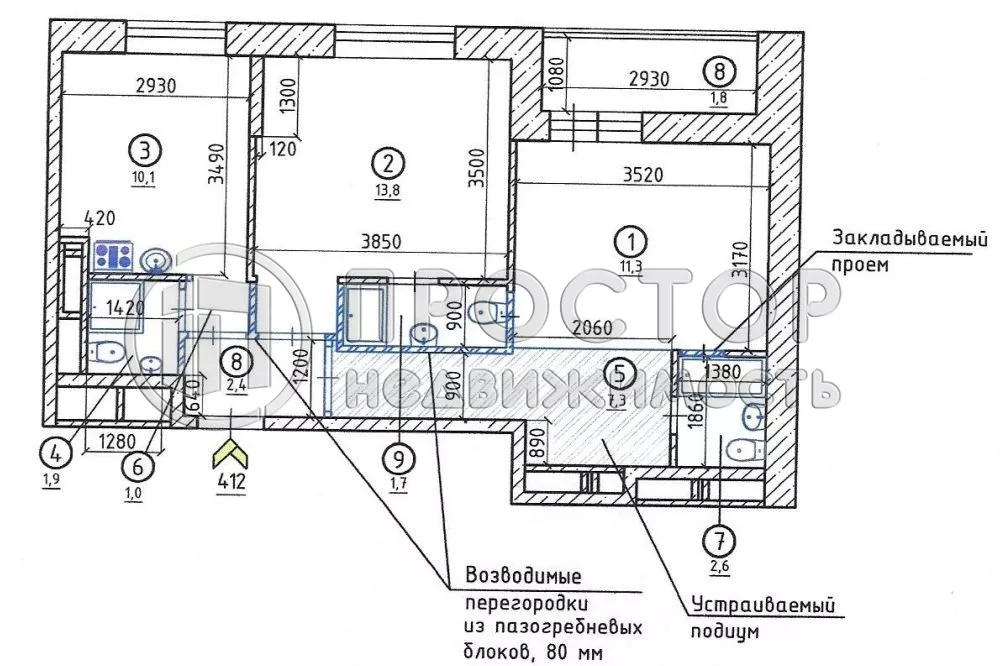 2-комнатная квартира, 51.6 м² - фото 48