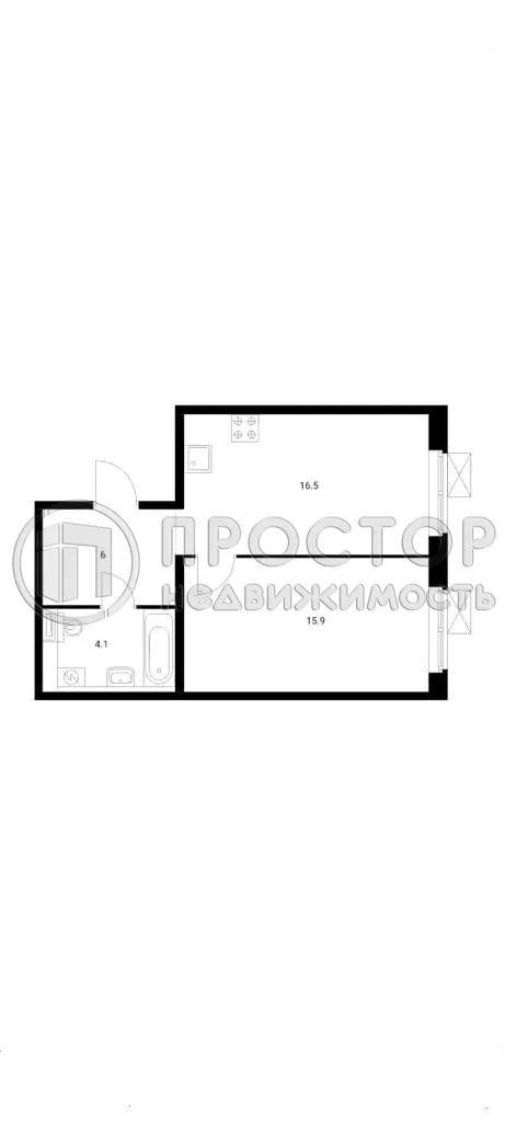 1-комнатная квартира, 42.5 м² - фото 12