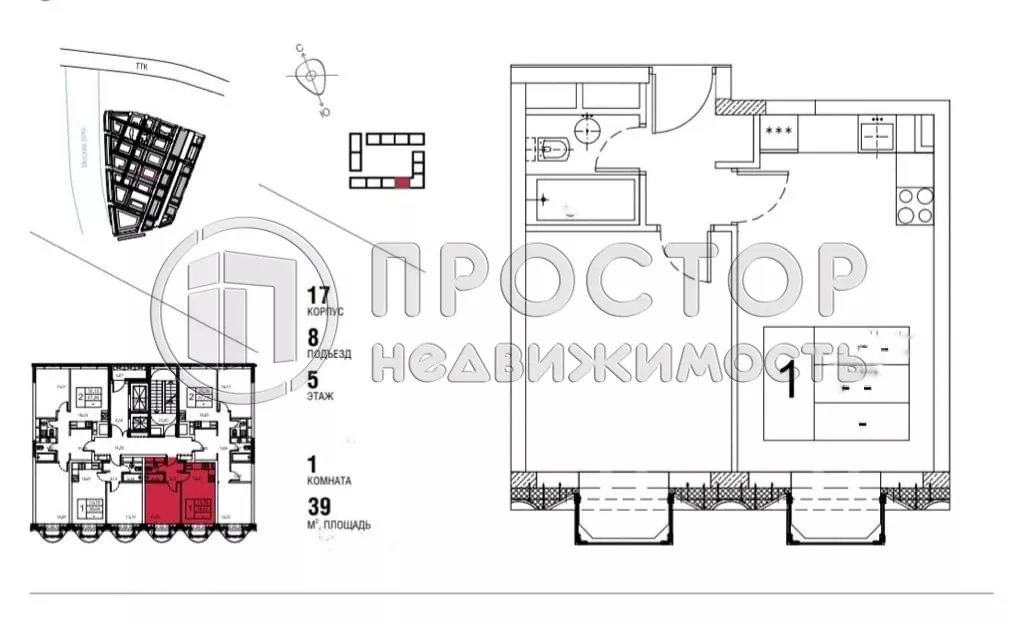 1-комнатная квартира, 39.1 м² - фото 5