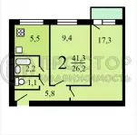 2-комнатная квартира, 43.2 м² - фото 92