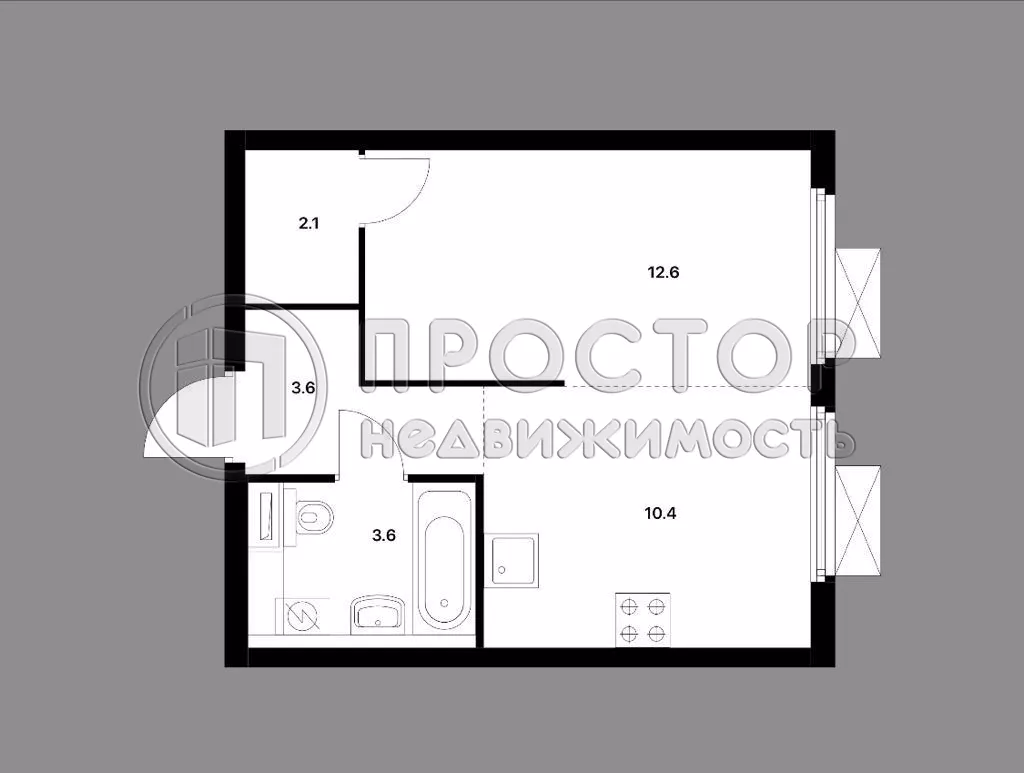 1-комнатная квартира, 32.3 м² - фото 16
