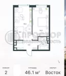 2-комнатная квартира, 46.1 м² - фото 19