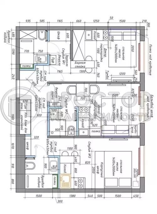 3-комнатная квартира, 55 м² - фото 25