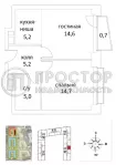 1-комнатная квартира, 45.4 м² - фото 21