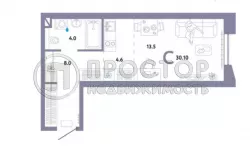 Студия, 30.1 м² - фото 22