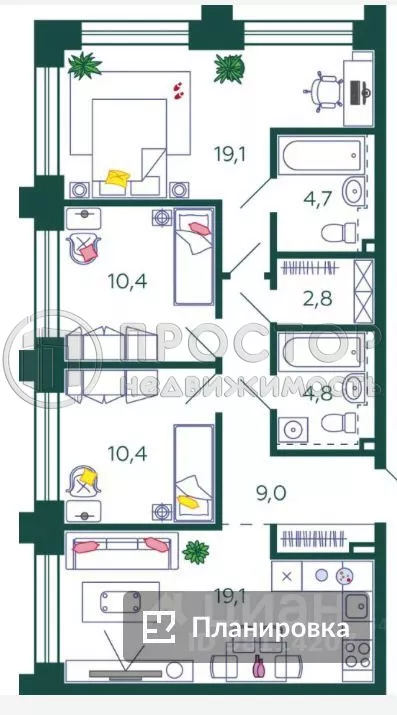 3-комнатная квартира, 79.6 м² - фото 11