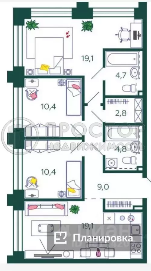 3-комнатная квартира, 79.6 м² - фото 11