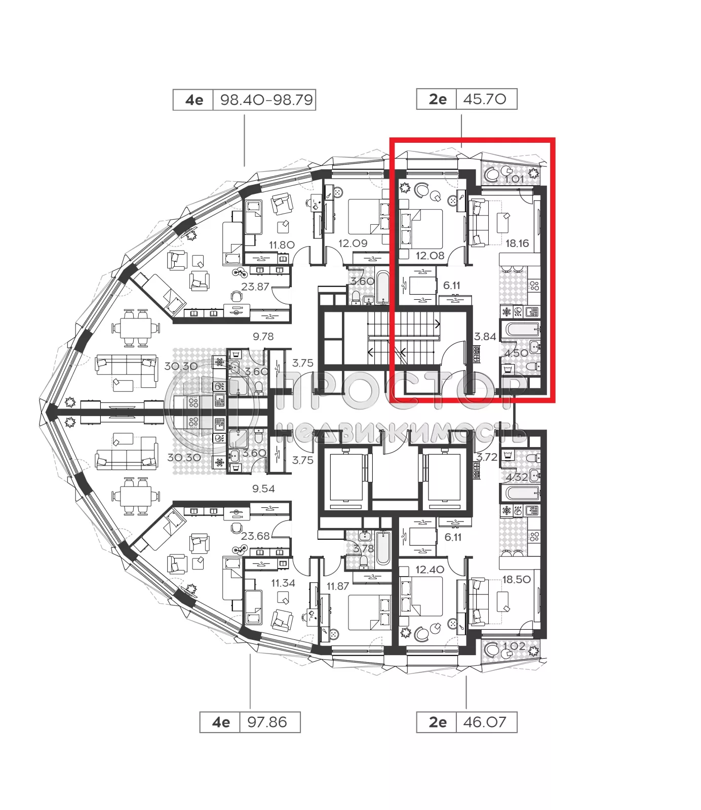 2-комнатная квартира, 45.4 м² - фото 3